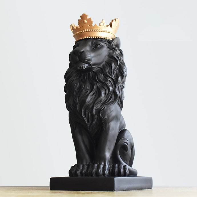 Nordic Handsome Crown Lion Resin Statues Ornament Home Decoration Crafts Mascot Modern Office Desktop Figurines Sculptures Art