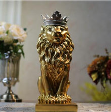 Load image into Gallery viewer, Nordic Handsome Crown Lion Resin Statues Ornament Home Decoration Crafts Mascot Modern Office Desktop Figurines Sculptures Art