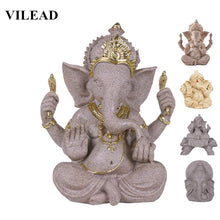 Load image into Gallery viewer, VILEAD Sandstone Indian Ganesha Elephant God Statue Religious Hindu Elephant-Headed Fengshui Buddha Sculpture Home Decor Crafts