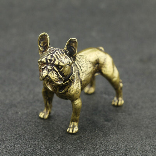 Cute Mini Brass Bulldog Statue Animal Dog Props Sculpture Home Office Party Bar Desk Decoration Ornament Funny Toy Gift